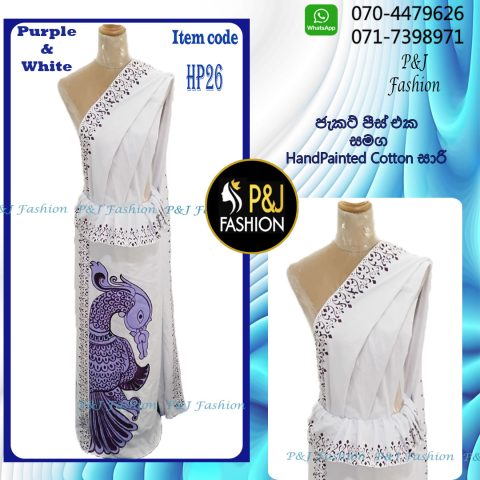 HP26 White Color HandPainted Saree