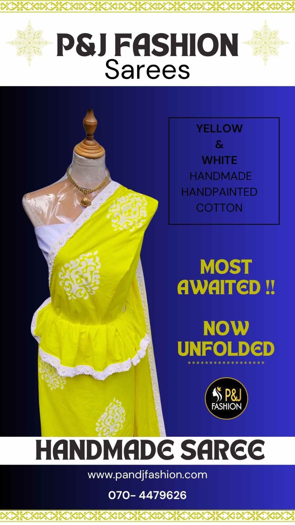 handmade Saree Hand-Painted Cotton Saree