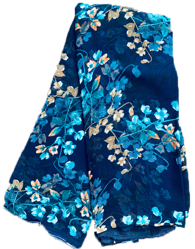kanbo Blue Plain Photo Georgette Design : KB3